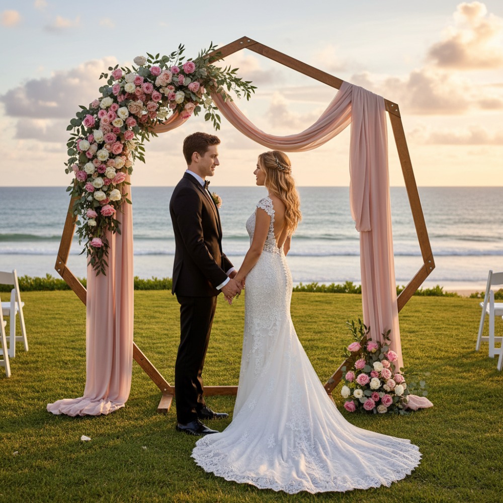 Florist Supp - Arco de Casamento de Madeira Poligonal